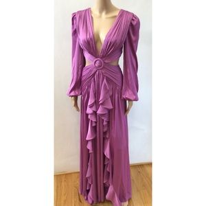 PATBO CUTOUT SEXY RUFFLED GOWN